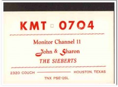 KMT-0704 John Siebert Houston Texas 1960s Vintage Postcard CB QSL Card