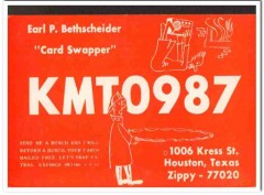 KMT-0987 Earl Bethscheider Houston Texas 1960s Vintage Postcard CB QSL