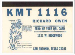 KMT-1116 Richard Owen San Antonio Texas 1960s Vintage Postcard CB QSL KMT-1116 Richard Owen San Antonio Texas 1960s Vintage Postcard CB QSL