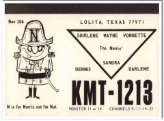 KMT-1213 Dennis Norris Lolita Texas 1960s Vintage Postcard CB QSL Card KMT-1213 Dennis Norris Lolita Texas 1960s Vintage Postcard CB QSL Card