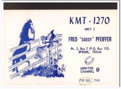 KMT-1270 Fred Pfeiffer Spring TX 1960s Vintage Postcard CB QSL Card 1 KMT-1270 Fred Pfeiffer Spring TX 1960s Vintage Postcard CB QSL Card 1