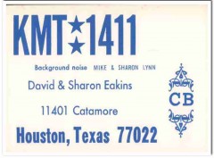 KMT-1411 David Eakins Houston Texas1960s Vintage Postcard CB Radio QSL KMT-1411 David Eakins Houston Texas1960s Vintage Postcard CB Radio QSL