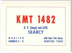 KMT-1482 G P Jeep Searcy Houston Texas 1960s Vintage Postcard CB QSL KMT-1482 G P Jeep Searcy Houston Texas 1960s Vintage Postcard CB QSL
