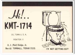 KMT-1714 AJ Red Sledge Jr Tomball Texas 1960s Vintage Postcard CB QSL KMT-1714 AJ Red Sledge Jr Tomball Texas 1960s Vintage Postcard CB QSL