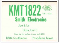 KMT-1822 Lis Joe Smith Pasadena Texas 1960s Vintage Postcard CB QSL KMT-1822 Lis Joe Smith Pasadena Texas 1960s Vintage Postcard CB QSL