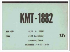KMT-1882 Jeff Peggy Houston Texas 1960s Vintage Postcard CB Radio QSL KMT-1882 Jeff Peggy Houston Texas 1960s Vintage Postcard CB Radio QSL