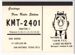 KMT-2401 Don Burda San Antonio Texas 1960s Vintage Postcard CB QSL KMT-2401 Don Burda San Antonio Texas 1960s Vintage Postcard CB QSL