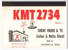 KMT-2734 Cullen Shoaf Castroville Texas 1960s Vintage Postcard CB QSL KMT-2734 Cullen Shoaf Castroville Texas 1960s Vintage Postcard CB QSL