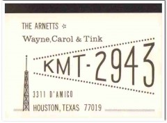 KMT-2943 Wayne Arnett Houston TX 1960s Vintage Postcard CB QSL Card 1 KMT-2943 Wayne Arnett Houston TX 1960s Vintage Postcard CB QSL Card 1