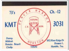 KMT-3031 Danny Benoit Houston Texas 1960s Vintage Postcard CB QSL 2