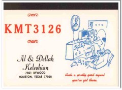 KMT-3126 Al Keleshian Houston Texas 1960s Vintage Postcard CB QSL Card