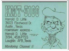 KMT-3166 Harrold D Little Austin Texas 1960s Vintage Postcard CB QSL