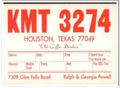 KMT-3274 Ralph Powell Houston Texas 1960s Vintage Postcard CB QSL Card