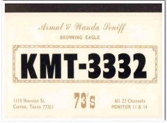 KMT-3332 Armal Seniff Conroe TX 1960s Vintage Postcard CB QSL Card 1