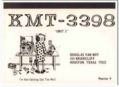 KMT-3398 Douglas Van Noy Houston Texas 1960s Vintage Postcard CB QSL