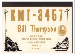 KMT-3457 Bill Thompson Corpus Christi TX 1960s Vintage Postcard CB QSL