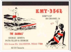 KMT-3562 George Darras Galveston Texas 1960s Vintage Postcard CB QSL