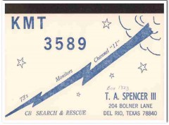 KMT-3589 Tommy Spencer Del Rio Texas 1960s Vintage Postcard CB QSL 1