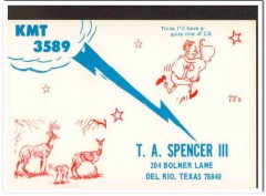 KMT-3589 Tommy Spencer Del Rio Texas 1960s Vintage Postcard CB QSL 2