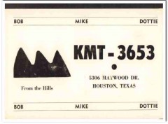 KMT-3653 Bob Hill Houston Texas 1960s Vintage Postcard CB Radio QSL