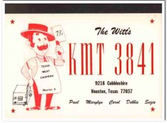 KMT-3841 Paul Witt Houston Texas 1960s Vintage Postcard CB Radio QSL KMT-3841 Paul Witt Houston Texas 1960s Vintage Postcard CB Radio QSL