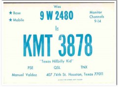KMT-3878 Manuel Valdez Houston Texas 1960s Vintage Postcard CB QSL KMT-3878 Manuel Valdez Houston Texas 1960s Vintage Postcard CB QSL