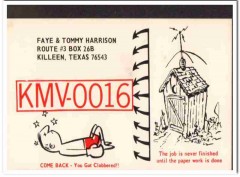 KMV-0016 Tommy Harrison Killeen Texas 1960s Vintage Postcard CB QSL KMV-0016 Tommy Harrison Killeen Texas 1960s Vintage Postcard CB QSL