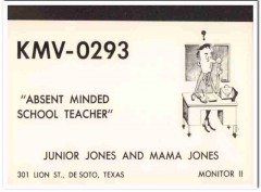 KMV-0293 Junior Jones Desoto Texas 1960s Vintage Postcard CB Radio QSL KMV-0293 Junior Jones Desoto Texas 1960s Vintage Postcard CB Radio QSL