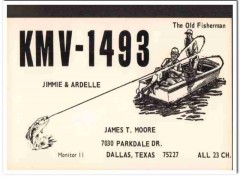 KMV-1493 James Moore Dallas Texas 1960s Vintage Postcard CB Radio QSL