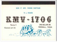 KMV-1706 R L Roark Marshall Texas 1960s Vintage Postcard CB Radio QSL