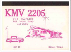 KMV-2205 Edd Watkins Kress Texas 1960s Vintage Postcard CB Radio QSL