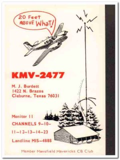 KMV-2477 M J Burdett Cleburne TX 1960s Vintage Postcard CB QSL Card 4
