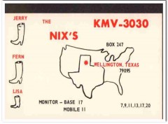 KMV-3030 Jerry Nix Wellington Texas 1960s Vintage Postcard CB QSL Card