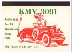 KMV-3091 Saun Iles Brechenridge Texas 1960s Vintage Postcard CB QSL 1
