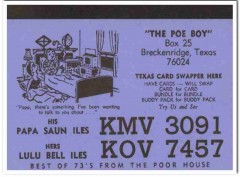 KMV-3091 Saun Iles Brechenridge Texas 1960s Vintage Postcard CB QSL 3