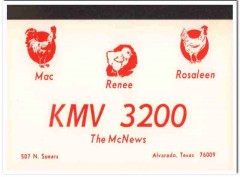 KMV-3200 Mac McNews Alvarado Texas 1960s Vintage Postcard CB Radio QSL