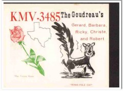 KMV-3485 Gerard Goudreau Wichita Falls TX 1966 Vintage Postcard CB QSL