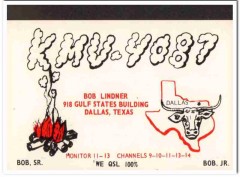 KMV-4087 Bob Lindner Dallas Texas 1960s Vintage Postcard CB Radio QSL
