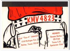 KMV-4823 Dick Johnston Dallas Texas 1960s Vintage Postcard CB QSL 3