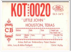 KOT-0020 John Padgett Houston TX 1960s Vintage Postcard CB QSL Card 2