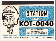 KOT-0040 Matt Palmer San Antonio Texas 1960s Vintage Postcard CB QSL