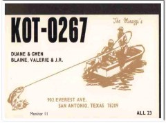 KOT-0267 Duane Minazzi San Antonio Texas 1960s Vintage Postcard CB QSL
