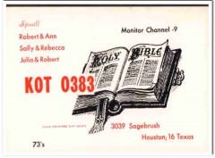KOT-0383 Robert Spruill Houston Texas 1960s Vintage Postcard CB QSL