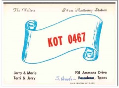 KOT-0467 Jerry Walters South Houston TX 1960s Vintage Postcard CB QSL