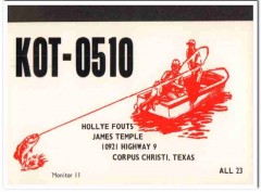 KOT-0510 James Temple Corpus Christi TX 1960s Vintage Postcard CB QSL