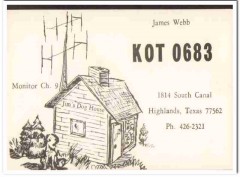 KOT-0683 James Webb Highlands Texas 1960s Vintage Postcard CB QSL Card