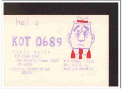 KOT-0689 Craig White San Antonio Texas 1960s Vintage Postcard CB QSL