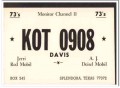 KOT-0908 AJ Jerri Davis Splendora TX 1960s Vintage Postcard CB QSL 2