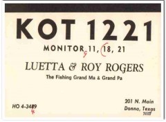 KOT-1221 Roy Rogers Donna Texas 1960s Vintage Postcard CB Radio QSL