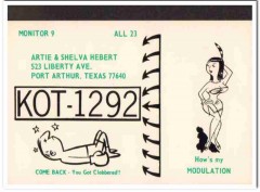 KOT-1292 Artie Herbert Port Arthur Texas 1960s Vintage Postcard CB QSL
